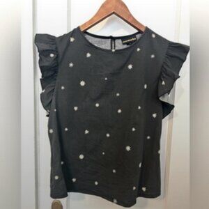 Nooworks Ruffle Sleeve top Daisy Print Large